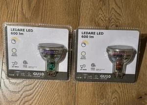 (Set Of 2) Ikea LEDARE GU10 LED bulb 600 lumen, 2700 k, Dimmable 103.632.36, NEW - Picture 1 of 2