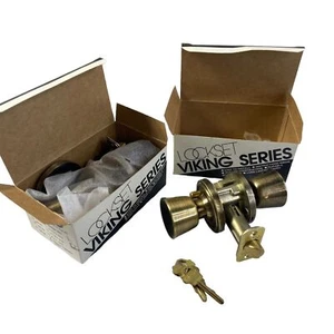 Set of 2 Door Knob Weslock Viking Series Antique Brass 240 Doorknob - Picture 1 of 7