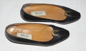 Bally Italy Ladies Black Leather Slip-on Flats Loafers 7 M. New Topy Soles - Picture 1 of 3