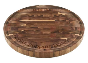 Laser Engraved Round End Grain Butchers Block Chopping Board, Personalised - Picture 1 of 6