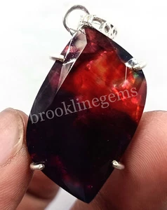 49.85 Fancy Cut Multi Color Ammolite Opal Doublet Certified Loose Gemstone 5FRK - Picture 1 of 7