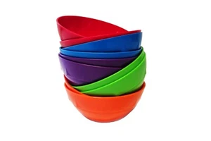 Harfield Rainbow Pack of 10 Small Snack Dessert Bowls Reusable BPA Free Plastic - Picture 1 of 3