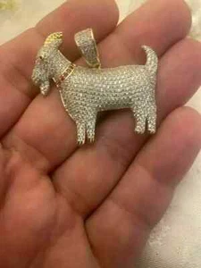 14k Yellow Gold Plated 3Ct Round Cut Lab Created Diamond Goat Shape Men'sPendant - Picture 1 of 4