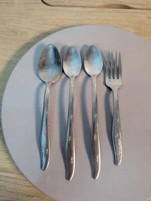 2 CUCHARADITAS DE TÉ HELADO MAR-CREST Atomic Starburst acero inoxidable MCM de colección EE. UU. Tenedor de cuchara Foto 1 de 4