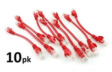 10-PACK Intellinet 6inch CAT5e UTP Ethernet RJ45 Full 8-Wire Patch Cable, Red