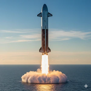 Starship 10 landing - art print 8x12 - Picture 1 of 1