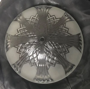 VNTG NÍTIDO INCREÍBLE ART DECO CORTE Y VIDRIO ESMERILADO LUZ DE TECHO LÁMPARA PANTALLA 9 3/4" - Imagen 1 de 6