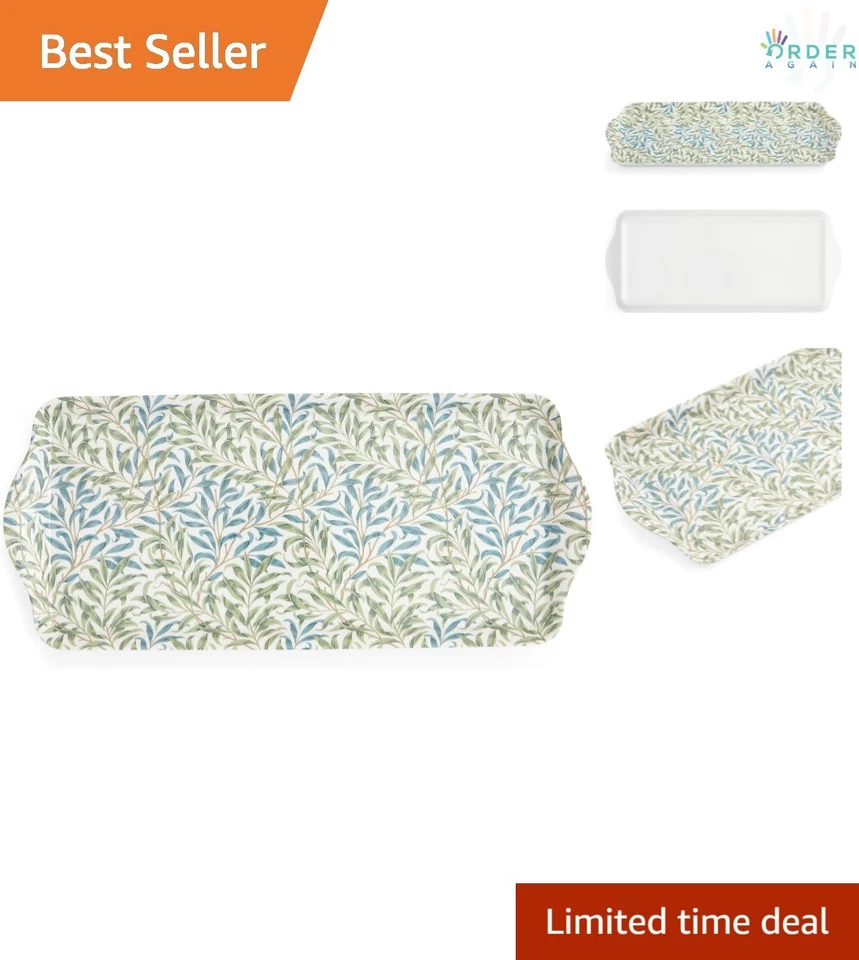 Bandeja de sándwiches de melamina 15x6 pulgadas jardín floral para servir alimentos aperitivos plato Foto 1 de 4