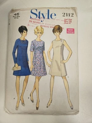 UNCUT Vintage 1960s Sewing Pattern-One-Piece Dress in Half Size-Size 18.5, B41 - Image 1 of 2
