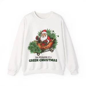 Joint Weed Santa Fumando Feo Navidad Suéter Unisex Cuello Redondo Sudadera - Imagen 1 de 17