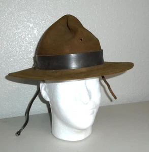 cappello vintage boy scout campagna cinturino pelle feltro marrone vintage - Foto 1 di 5