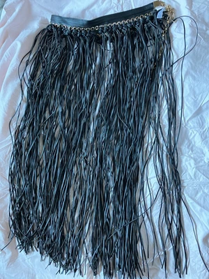 Mujeres Punk Imitación Cuero Cintura Larga Flecos Borla Falda Cinturón Club de Baile Foto 1 de 3