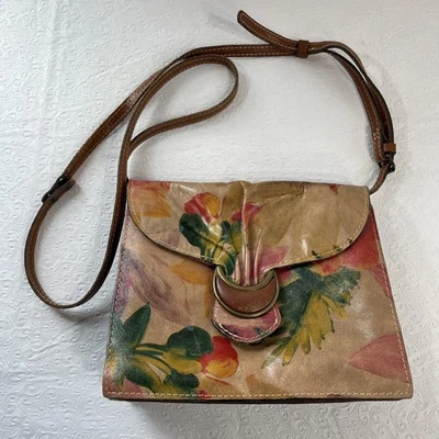 Patricia Nash Van Sannio Tri 折叠手拿包 斜挎包 花卉 意大利皮革钱包 — 第 1/4 张图片