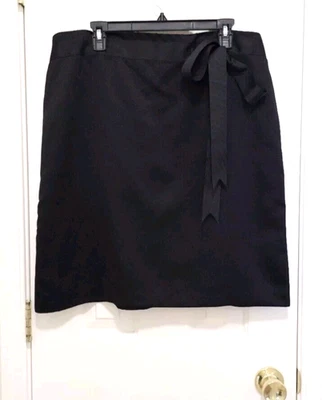 Женщин MSK шелковистый короткий до колена трапециевидная юбка 16 XL черный пояс галстук бант акцент молнии - Изображение 1 из 4