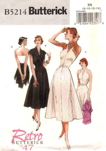Retro '47 Ms 8-14 Halter VESTIDO, CHAQUETA Butterick 5214 Patrón de Costura SIN CORTAR ©2008 - Imagen 1 de 5
