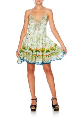 Camilla Sundowners Vestido Talla S Mujer Corbata Frontal Leche Maid Lino 117443 Foto 1 de 4