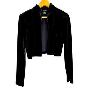NEW Cachet Women's Black Velvet Bolero Jacket Cropped Long Sleeve Vintage NOS S - Picture 1 of 7