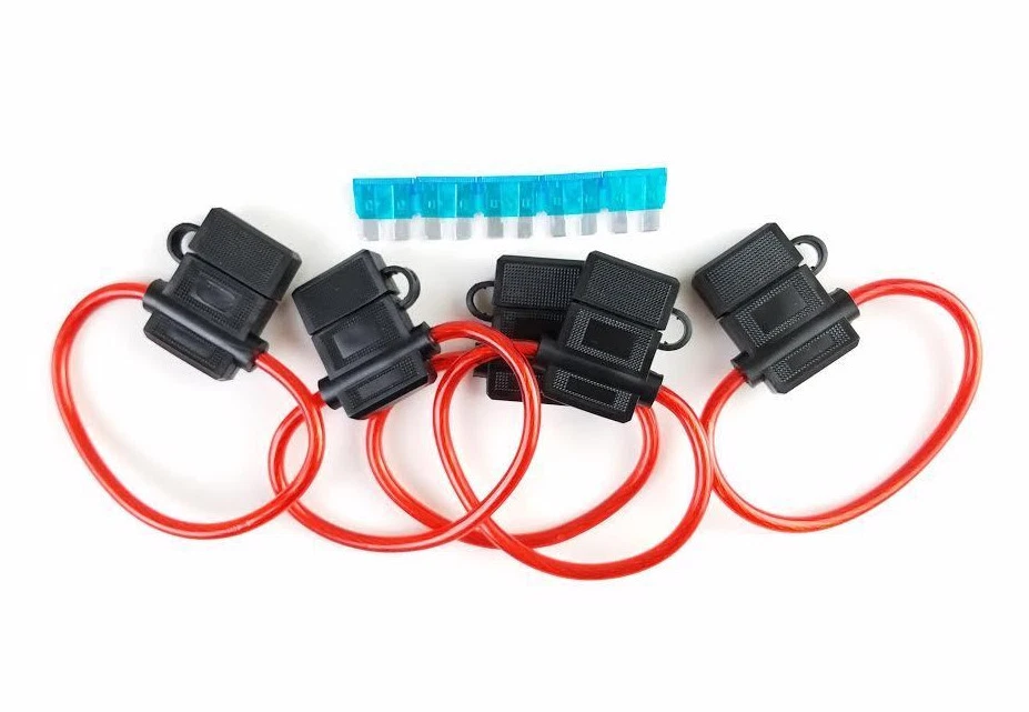 5 Pack 10 Gauge In-line ATC Fuse Holder+15 AMP Fuse w/Cover Car Truck Install US - Image 1 of 4