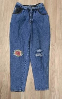 Vintage 90s High Waisted Jeans Get Used by Elie SZ 28 Hip Hop Rap Patchwork  - Image 1 of 4