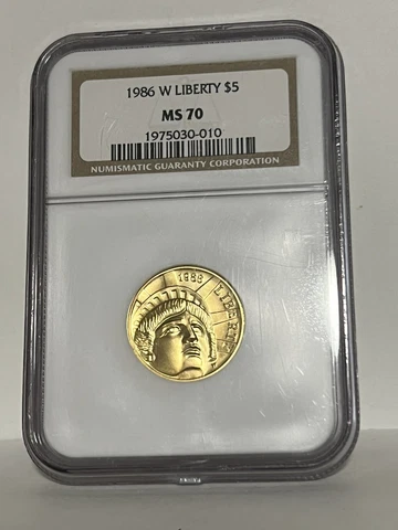 1986-W Liberty $5 Gold Commemorative NGC MS70 Cover