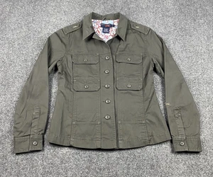 Triple Five Soul Womens 5 Button Military Jacket Size L Green Utility Y2K Floral - Picture 1 of 8