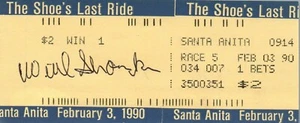 Willie Bill Zapatero Carreras de Caballos Leyenda Firmado Última Carrera Boleto con Certificado de Autenticidad JSA - Imagen 1 de 3