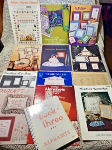 NEEDLEPOINT PATTERNS-BOOKLETS-LOT-SAMPLERS & LETTERS-VERSES-VICTORIAN TO MODERN - Picture 1 of 7