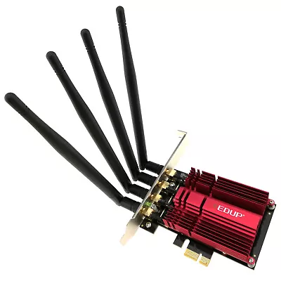 Desktop PCIe Wireless Adapter Dual Band WiFi 2.4 5GHz 4 Antenna AC1800 RTL8814AE - Image 1 of 4
