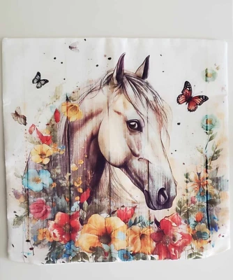 Funda de almohada Western Horse con estampado en ambos lados nueva 20 x 20 Foto 1 de 4