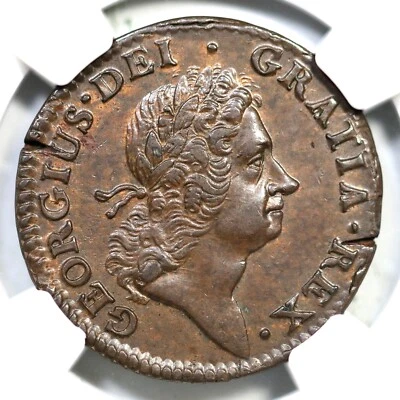 1724 W-13690 NGC MS 63 BN Wood's Hibernia Half Penny Colonial Copper Coin 1/2p - Image 1 of 3