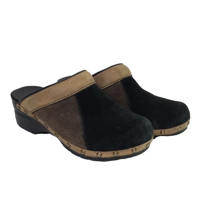 Zueco Sanita negro marrón bloque de color gamuza tachonado sin cordones para mujer talla 37” Foto 1 de 4