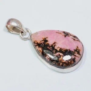 925 Silver Plated Pink Rose Rhodonite Pendant Jewelry Size 1.50" NR-910 - Picture 1 of 3