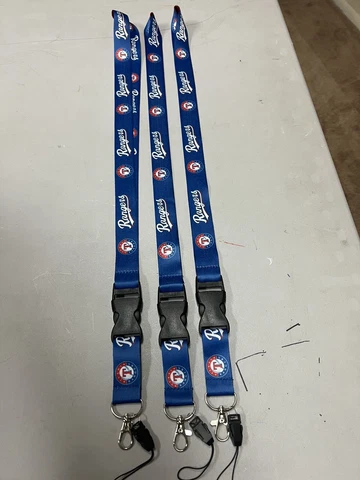 Texas Rangers Baseball MLB Lot Of 3 Lanyard Key Ring Keychain W Safety Clip Cover