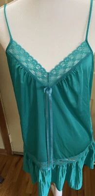 Babydoll mediano vintage de nailon Negligée de encaje verde ☼ Foto 1 de 3