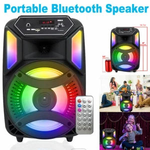 Portable Party Bluetooth Speaker 8inch Heavy Bass Sound USB TF Card FM AUX 1000W - Picture 1 of 10