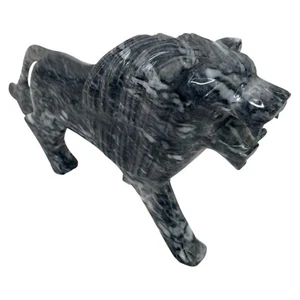 Marble Lion Statue Gray White 18"L 7"H 10 lbs - See Description - Picture 1 of 11