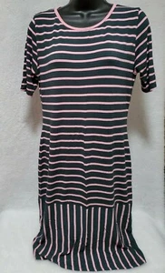 LuLaRoe Womens Dress Size L Large Blackish Gray Pink Striped - Picture 1 of 4