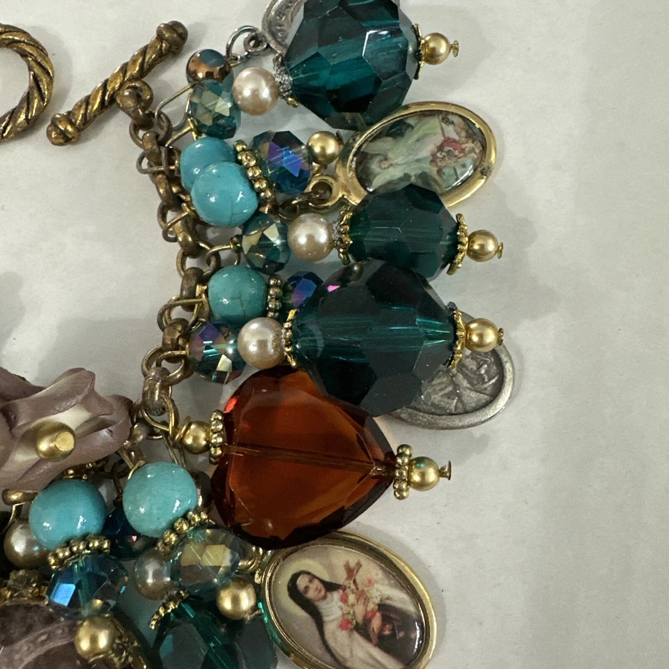 Pulsera hecha a mano con dije, tema religioso, santos, 7 pulgadas, se adapta a muñecas más pequeñas Foto 1 de 4