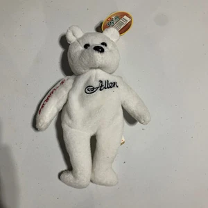 Vintage 1999 Philadelphia 76ers 8 Zoll Allen Iverson #3 White Gold'n Bear Plüsch - Bild 1 von 5