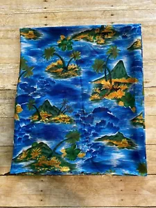 Sheer Large Bright Tropical Island Volcano Palm Print Polyester Scarf Vtg 43x72 - Picture 1 of 3