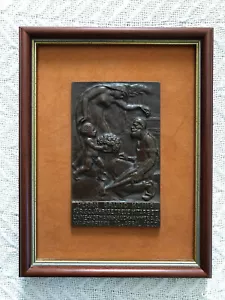 Framed, bronze Secessionist-style award plaque, German, dated 1925 and signed - Picture 1 of 8