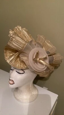 Beautiful Gold Dress Hat By Sylvia  - Image 1 of 4