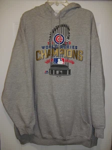 Chicago Cubs Majestic 2016 World Series Champions Gray Hoodie Sweatshirt 4XL EUC - Picture 1 of 8