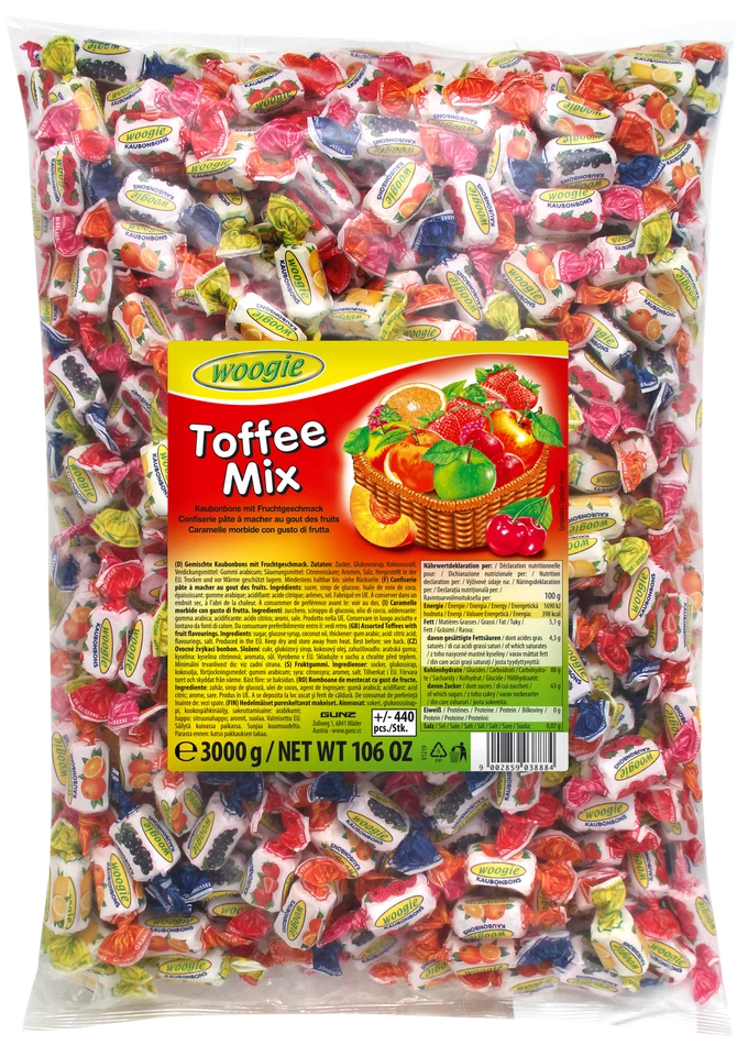 Woogie Bonbons Toffee Mix 3kg - Kaubonbons mit Fruchtgeschmack - Bild 1 von 1