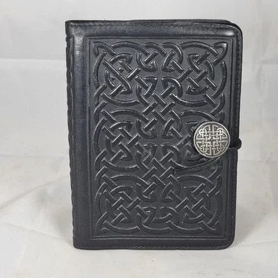 Oberon Design Leather Journal Notebook Black with Celtic Patterns 5x7” - Image 1 of 4