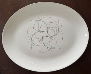 MCM Homer Laughlin Rhythm Capri Oval Serving Platter 13 1/4" Pink Floral Retro - Picture 1 of 3