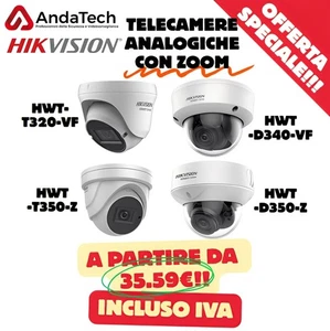 Hikvision Telecamera Analogica Varifocale da Esterno con Visione Notturna - Foto 1 di 17