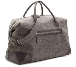 DSW Weekender Carryall Tote Bag Gym Travel Bag Gray Faux Leather & Wool NEW - Picture 1 of 8
