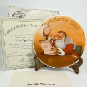 Piatto da collezione GRAMPA PLAYS SANTA di NORMAN ROCKWELL Knowles 1985 Z1HYN - Foto 1 di 11