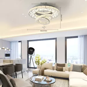 Modern Luxury Crystal LED Chandelier Dimmable Ceiling Lamp Light Fixture Remote - Picture 1 of 16